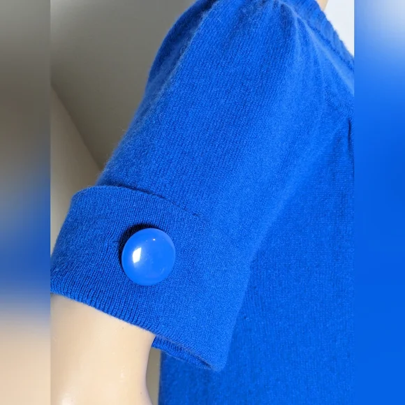 Cashmere Sweater Blue with Double Buttons Medium - Picture 4 of 9
